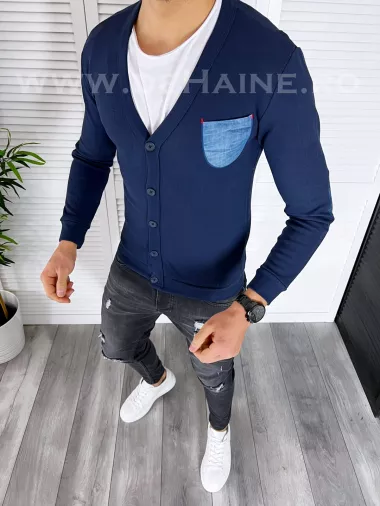 Bluza barbati bleumarin slim fit B7696 O6-1.2